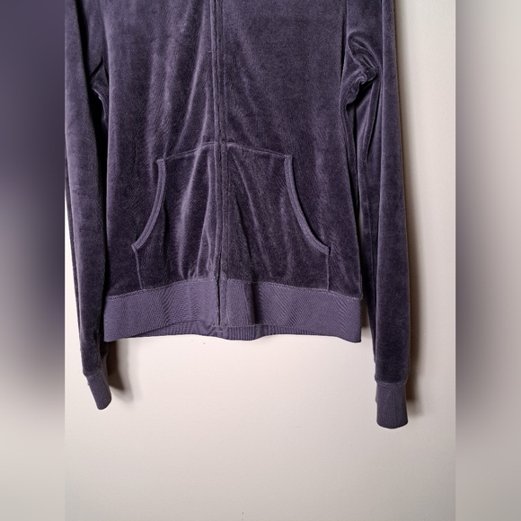 Juicy Couture Full Zip Hooded Sweatshirt Velour Purple Women's Size XL - Picture 4 of 13